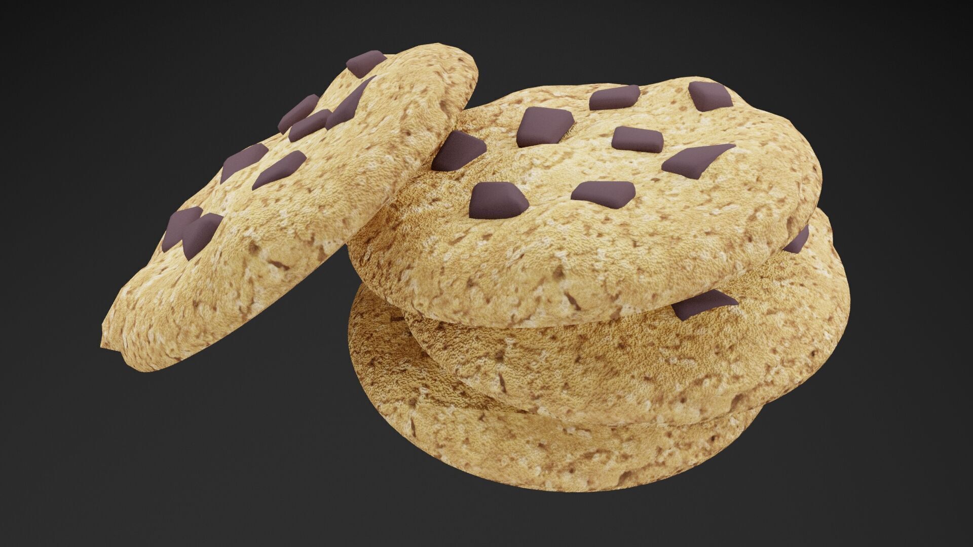 Chocolate Chips Cookies Low-poly 3D model_5