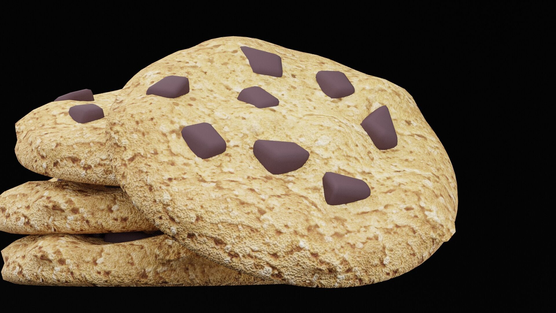 Chocolate Chips Cookies Low-poly 3D model_4