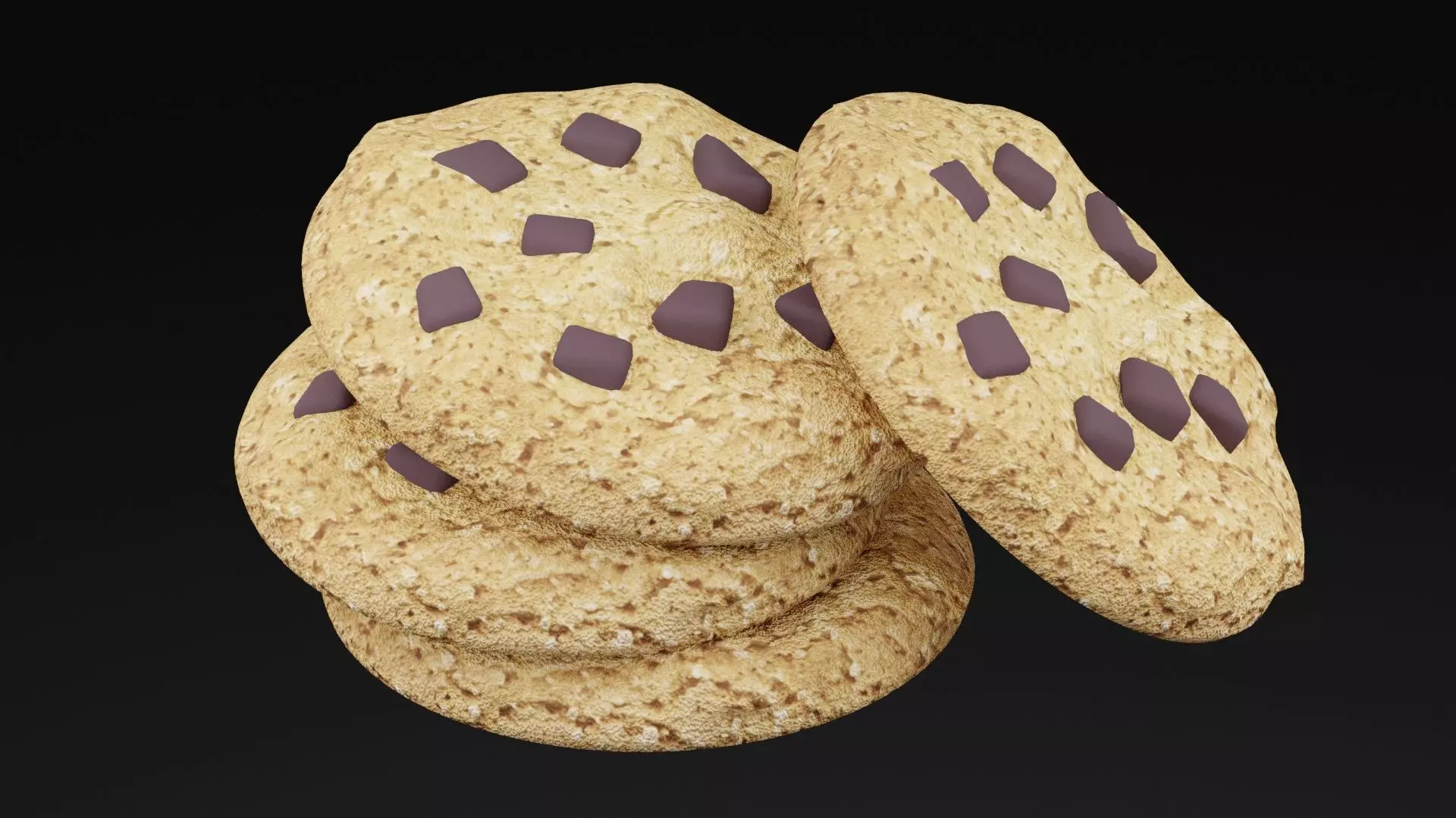 Chocolate Chips Cookies Low-poly 3D model_0