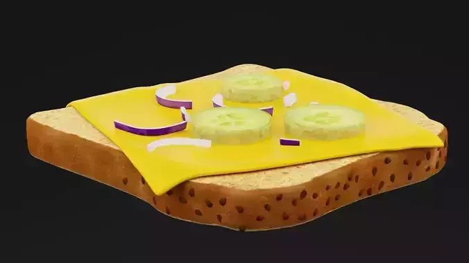 Cheese Toast Sandwich Low-poly 3D model