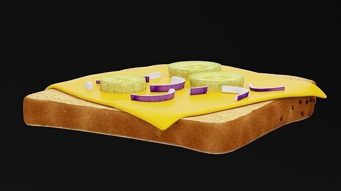 Cheese Toast Sandwich Low-poly 3D model 3