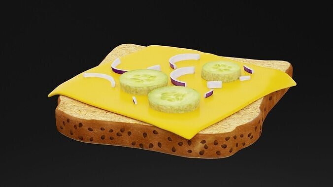 Cheese Toast Sandwich Low-poly 3D model 4