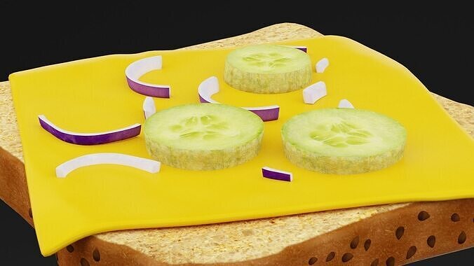 Cheese Toast Sandwich Low-poly 3D model 2