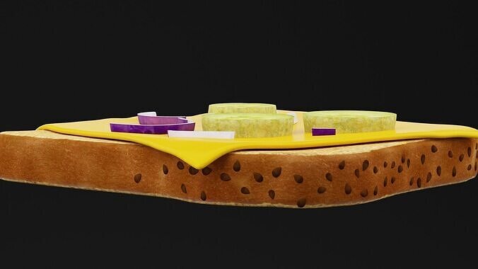 Cheese Toast Sandwich Low-poly 3D model 5
