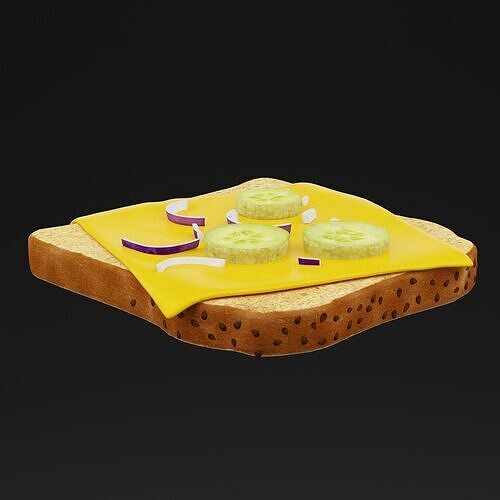 Cheese Toast Sandwich Low-poly 3D model 7