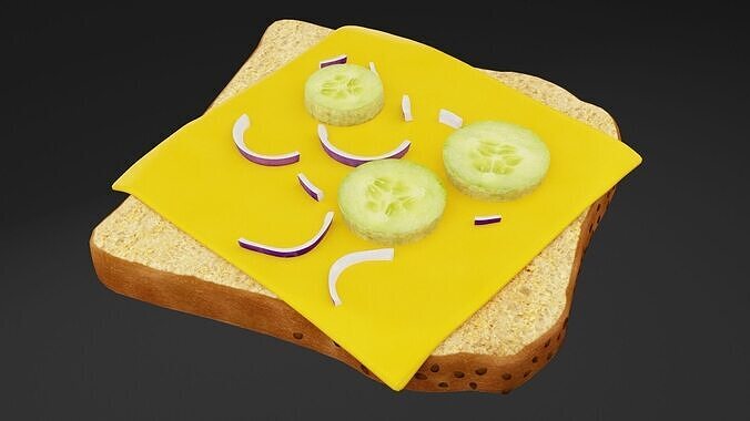 Cheese Toast Sandwich Low-poly 3D model 6