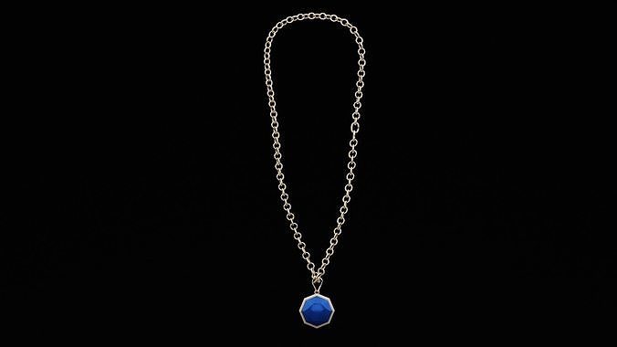 Blue Pendant Necklace Low-poly 3D model
