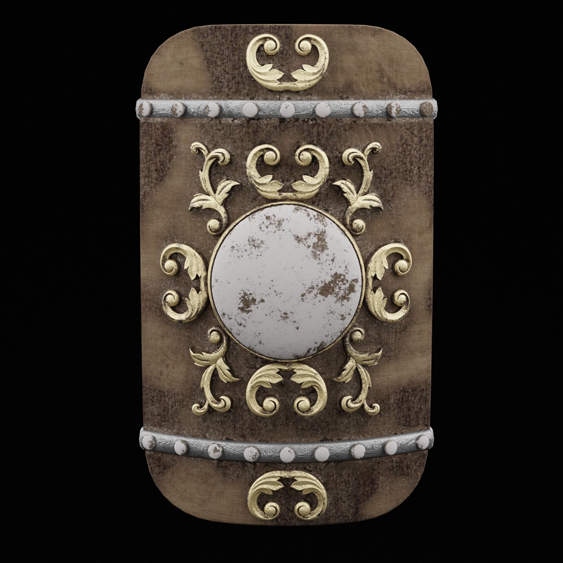 Ancient War Shield Low-poly 3D model_7