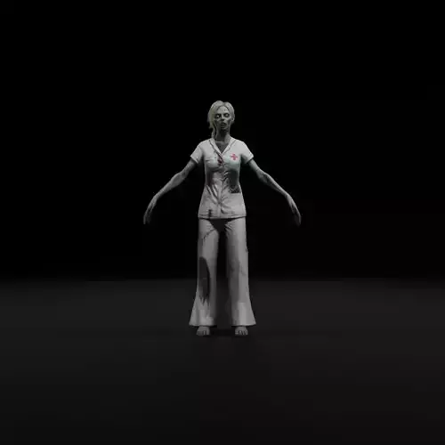 female Zombie Nurse - Game Ready Rigged Animated Low-poly 3D model