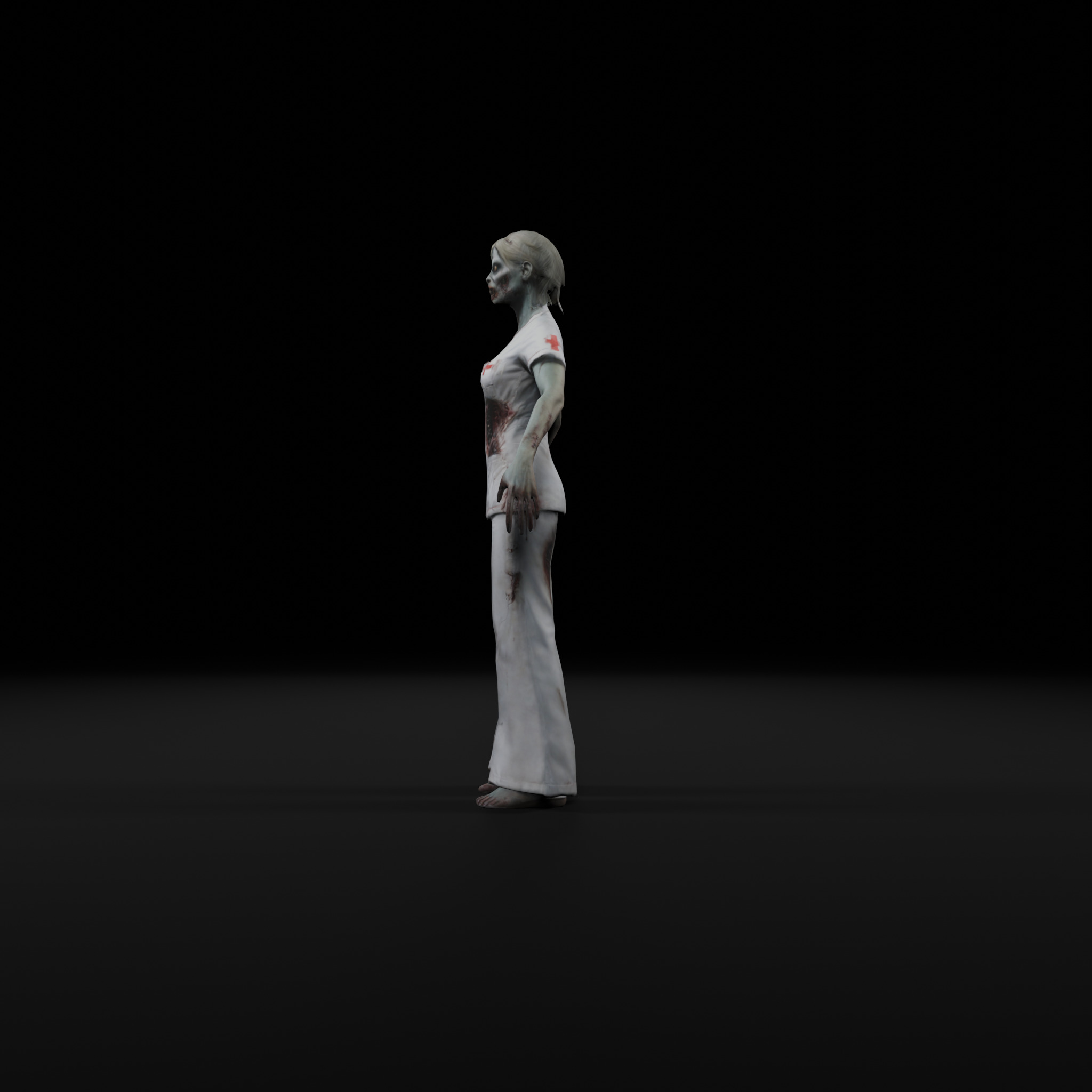female Zombie Nurse - Game Ready Rigged Animated Low-poly 3D model_2