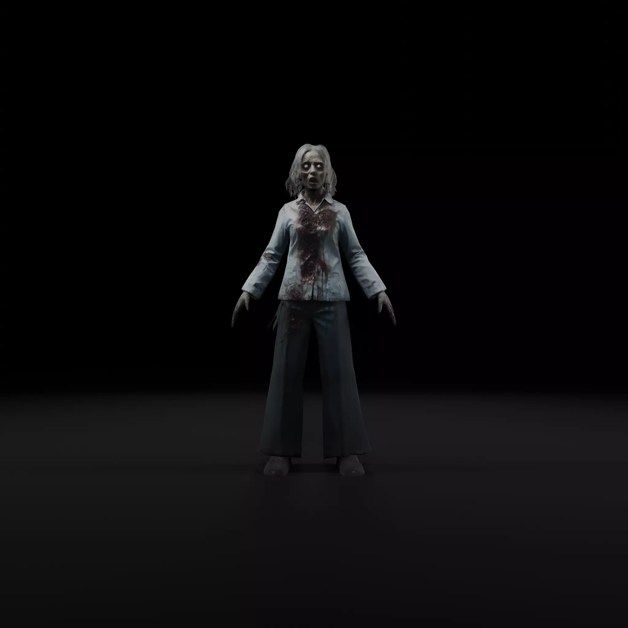 Female Zombie Librarian - Game Ready Rigged Animated Low-poly 3D model_0