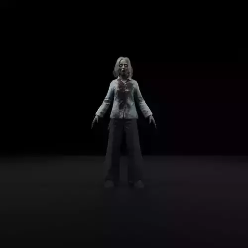 Female Zombie Librarian - Game Ready Rigged  Animated Low-poly 3D model