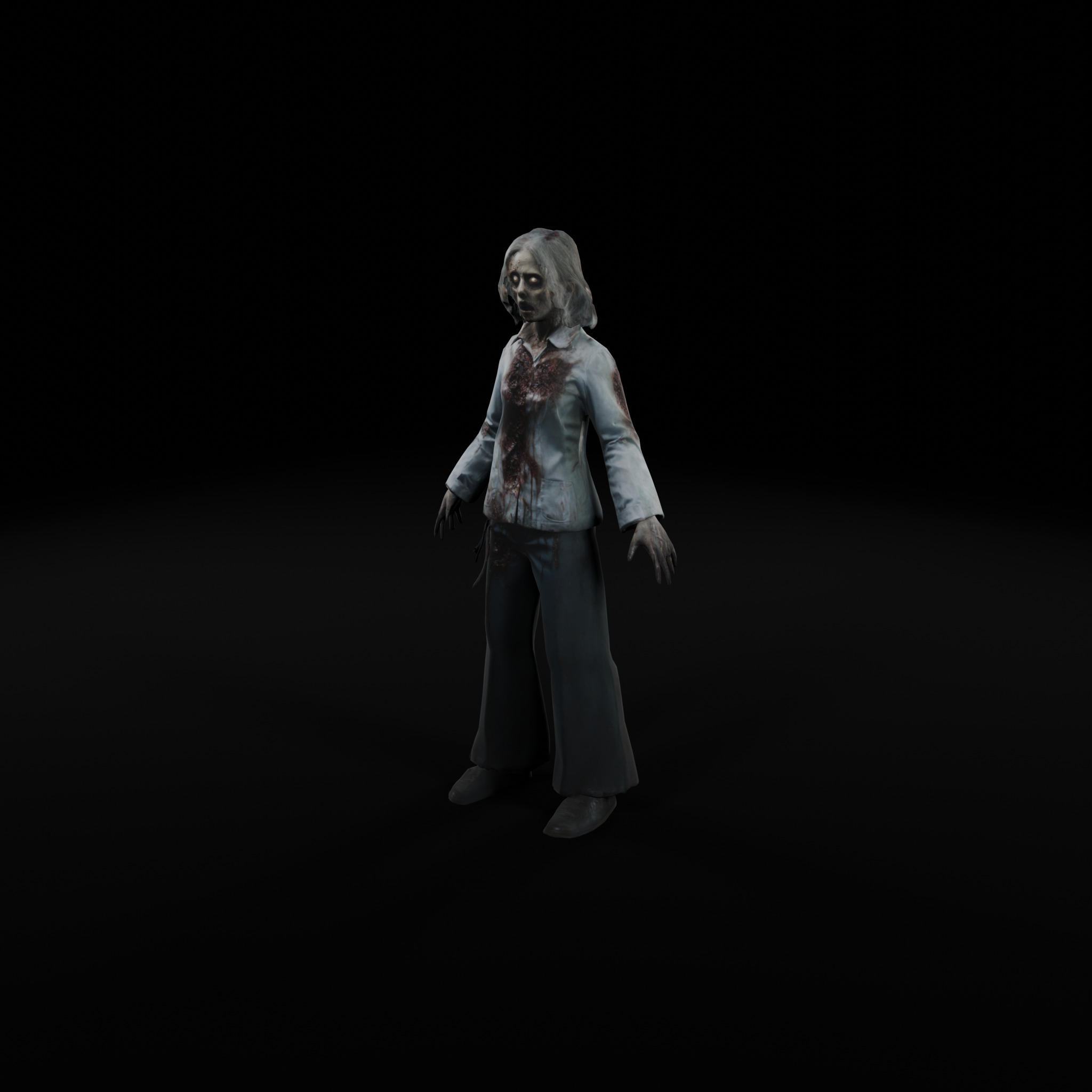 Female Zombie Librarian - Game Ready Rigged Animated Low-poly 3D model_1