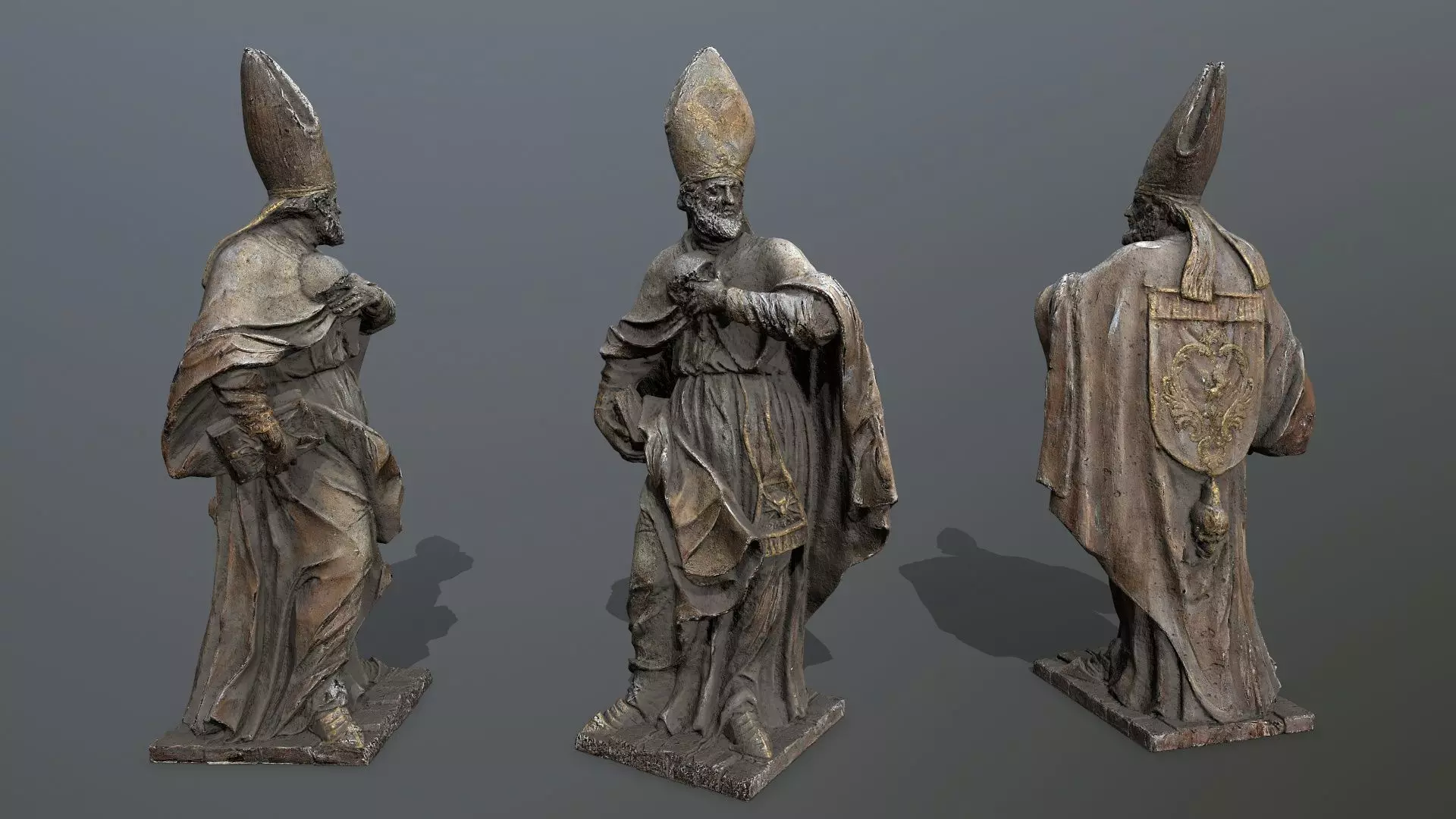 Man Statue Low-poly 3D model_0