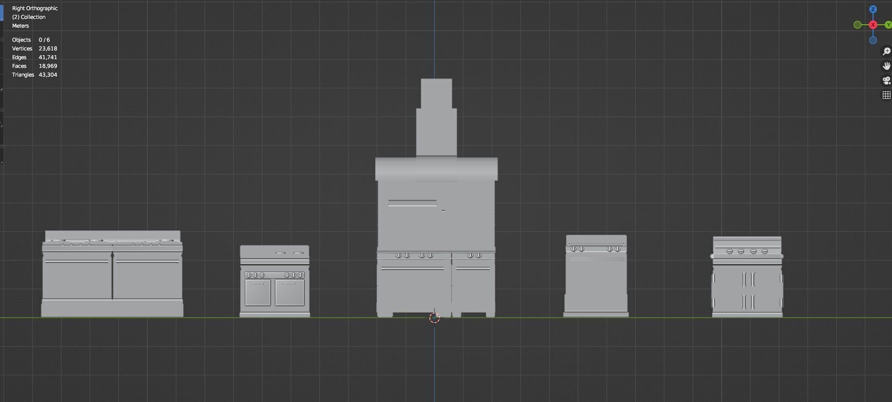 Low Poly 5 Gas Stoves Mini Pack 1 - Gameready - Untextured Low-poly 3D model_14