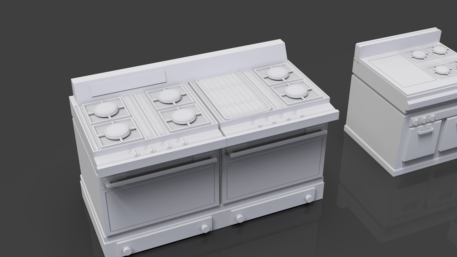 Low Poly 5 Gas Stoves Mini Pack 1 - Gameready - Untextured Low-poly 3D model_2