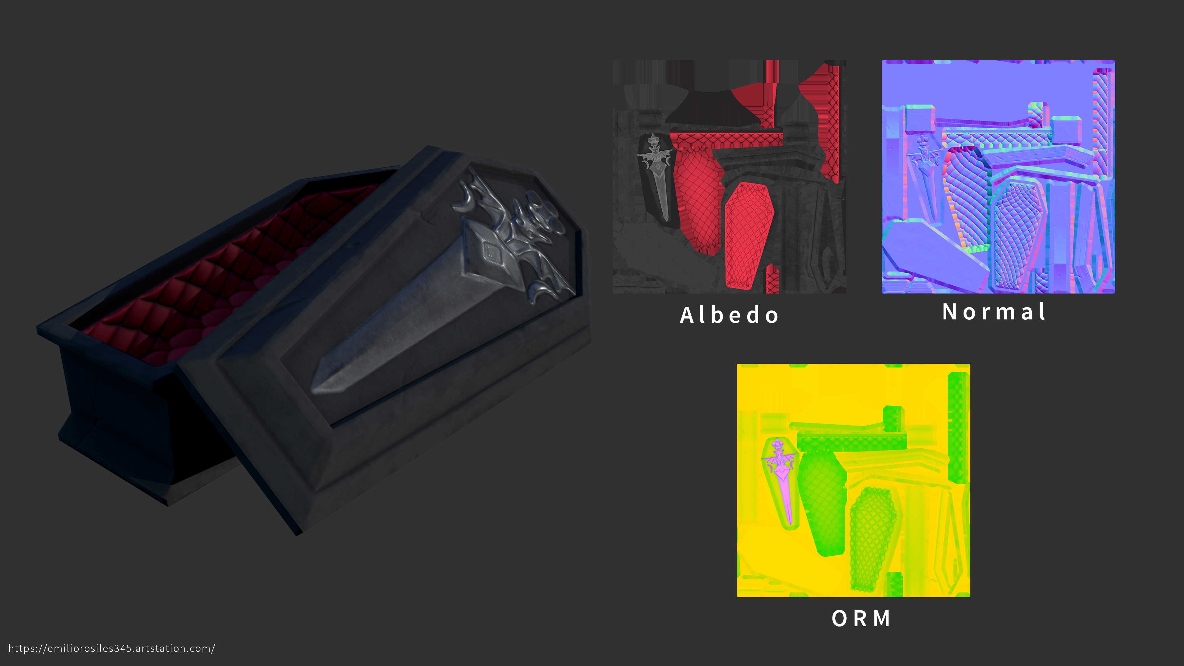 Stylized Vampire Coffin Low-poly 3D model_3