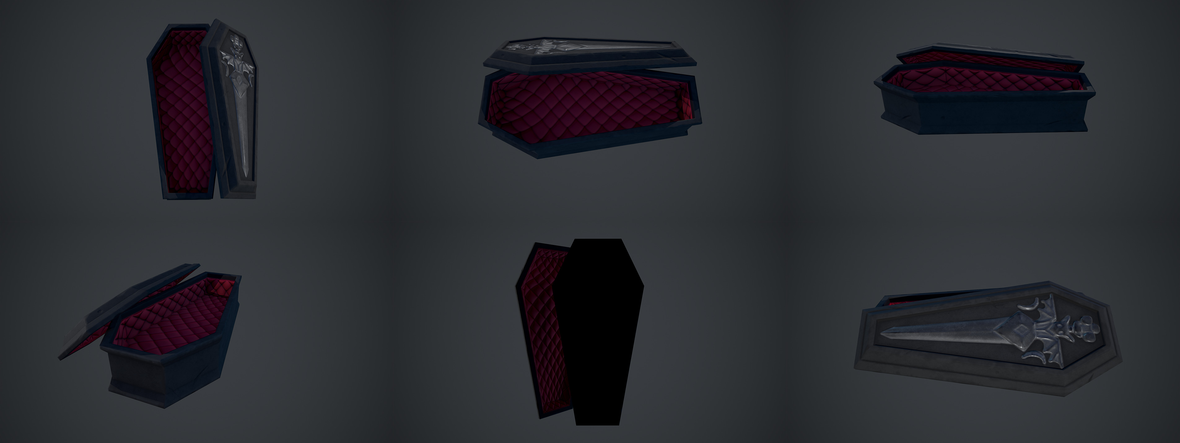 Stylized Vampire Coffin Low-poly 3D model_4