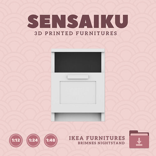 BRIMNES Nightstand for Miniature Dollhouse IKEA 3D Print 3D print model