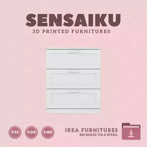 BRIMNES 3 Drawers Chest for Miniature Dollhouse IKEA 3D Print