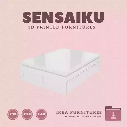BRIMNES Bed Frame with Storage for Dollhouse IKEA 3D Print