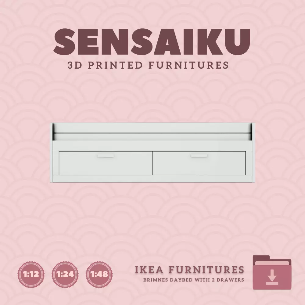 BRIMNES Daybed with 2 drawers for Mini Dollhouse IKEA 3D Print 3D print model