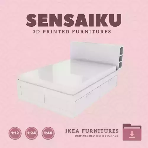 BRIMNES Bed Frame with Storage for Mini Dollhouse IKEA 3D Print