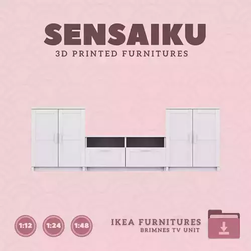 BRIMNES TV Unit and Cabinet for Mini Dollhouse IKEA 3D Print