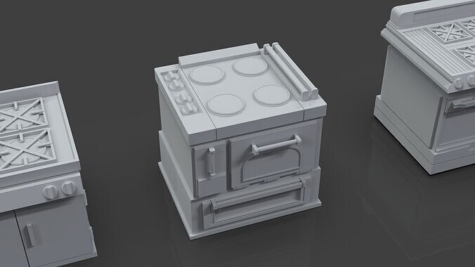 Low Poly 5 Gas Stoves Mini Pack 2 - Gameready - Untextured Low-poly 3D model 5