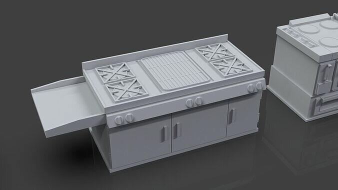 Low Poly 5 Gas Stoves Mini Pack 2 - Gameready - Untextured Low-poly 3D model 4