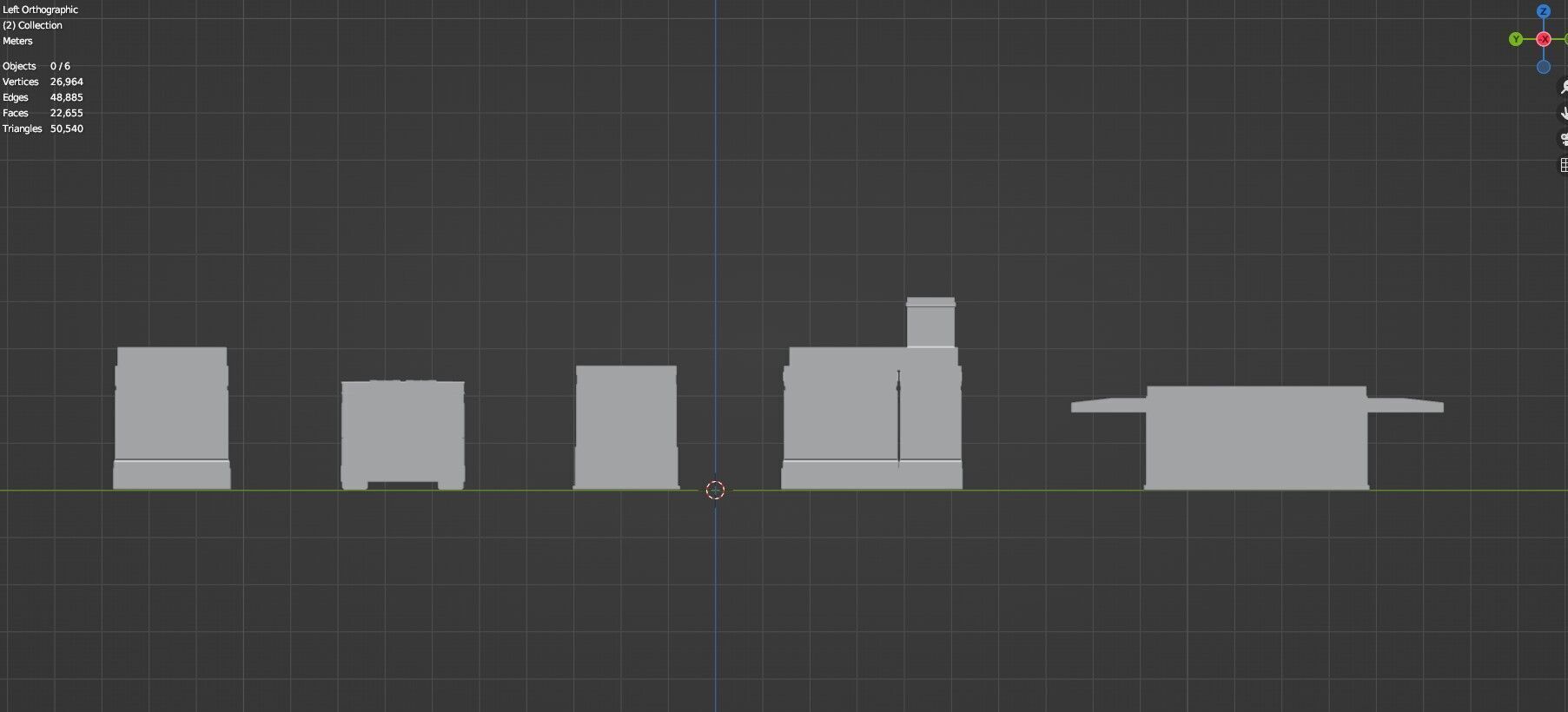 Low Poly 5 Gas Stoves Mini Pack 3 - Gameready - Untextured Low-poly 3D model_22