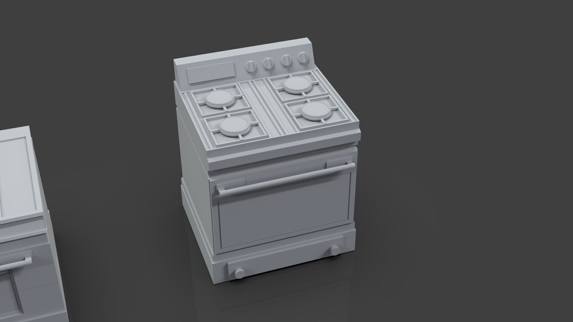 Low Poly 5 Gas Stoves Mini Pack 3 - Gameready - Untextured Low-poly 3D model_2