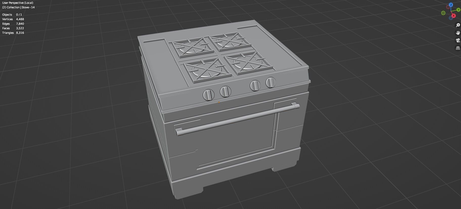Low Poly 5 Gas Stoves Mini Pack 3 - Gameready - Untextured Low-poly 3D model_18
