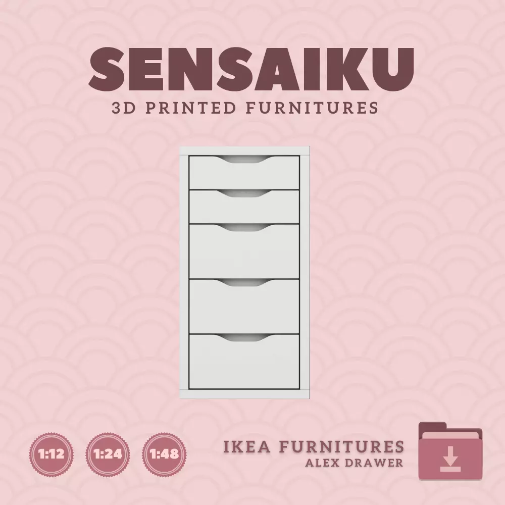 ALEX Drawer Unit V1 for Miniature Dollhouse IKEA 3D Print 3D print model