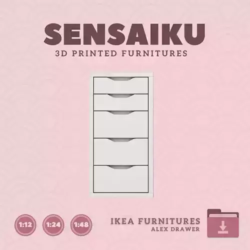 ALEX Drawer Unit V1 for Miniature Dollhouse IKEA 3D Print