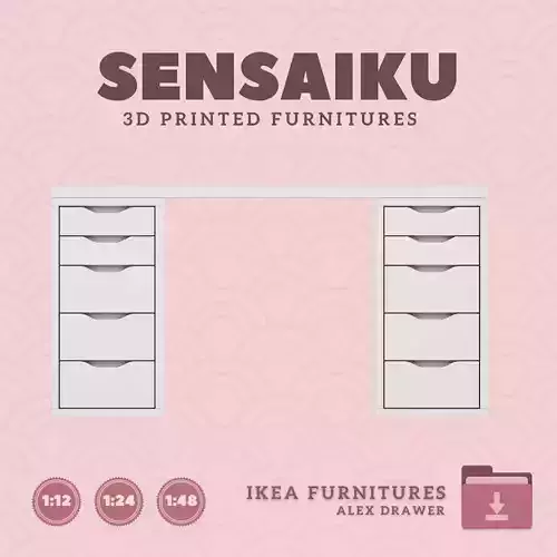 ALEX Desk with Drawers V2  for Mini Dollhouse IKEA 3D Print