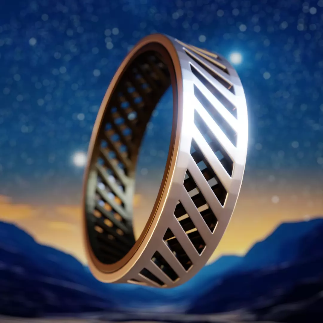 Vent Blade Ring - Futuristic Slotted Jewelry 3D Print 07 3D print model