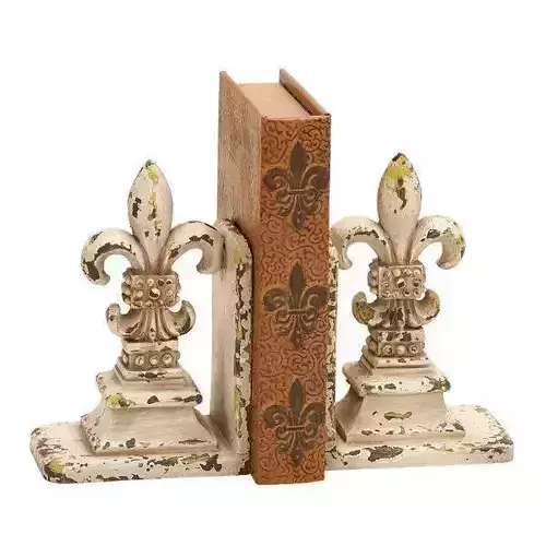 Rust Brown Alencon Fleur de Lis Bookends 