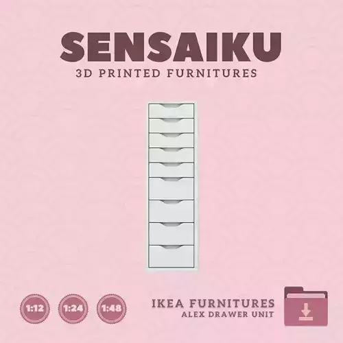Alex Drawer Unit with 9 Drawers for Dollhouse IKEA 3D Print 3D print model