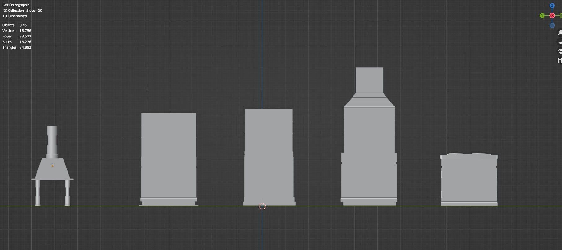 Low Poly 5 Gas Stoves Mini Pack 4 - Gameready - Untextured Low-poly 3D model_14