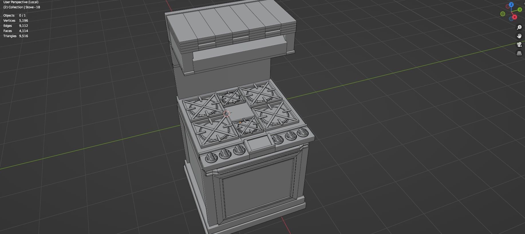Low Poly 5 Gas Stoves Mini Pack 4 - Gameready - Untextured Low-poly 3D model_8
