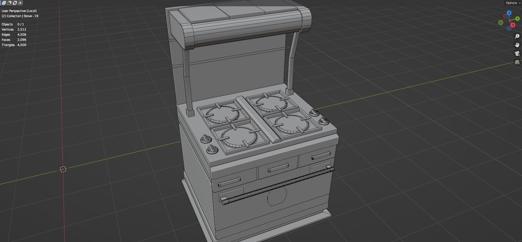 Low Poly 5 Gas Stoves Mini Pack 4 - Gameready - Untextured Low-poly 3D model_9