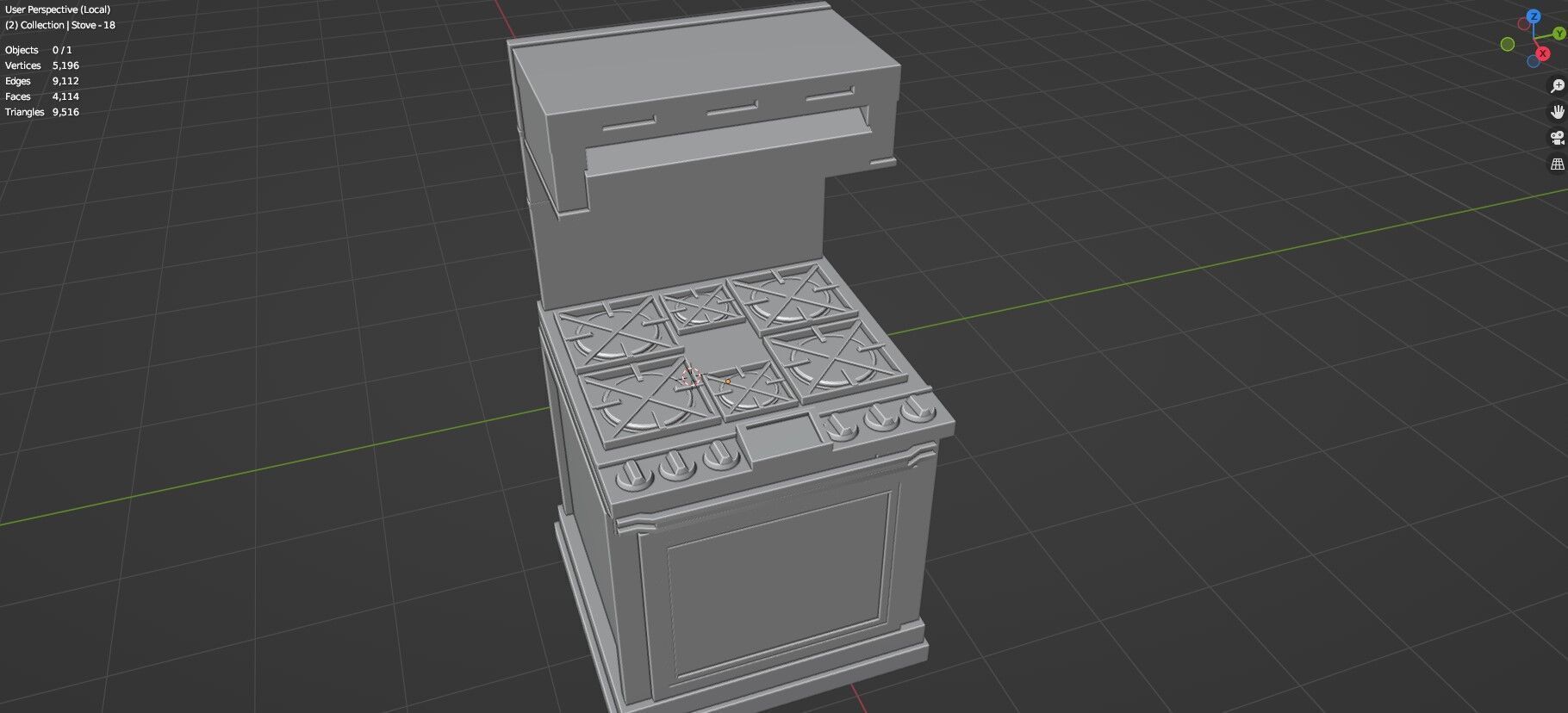 Low Poly 5 Gas Stoves Mini Pack 4 - Gameready - Untextured Low-poly 3D model_16