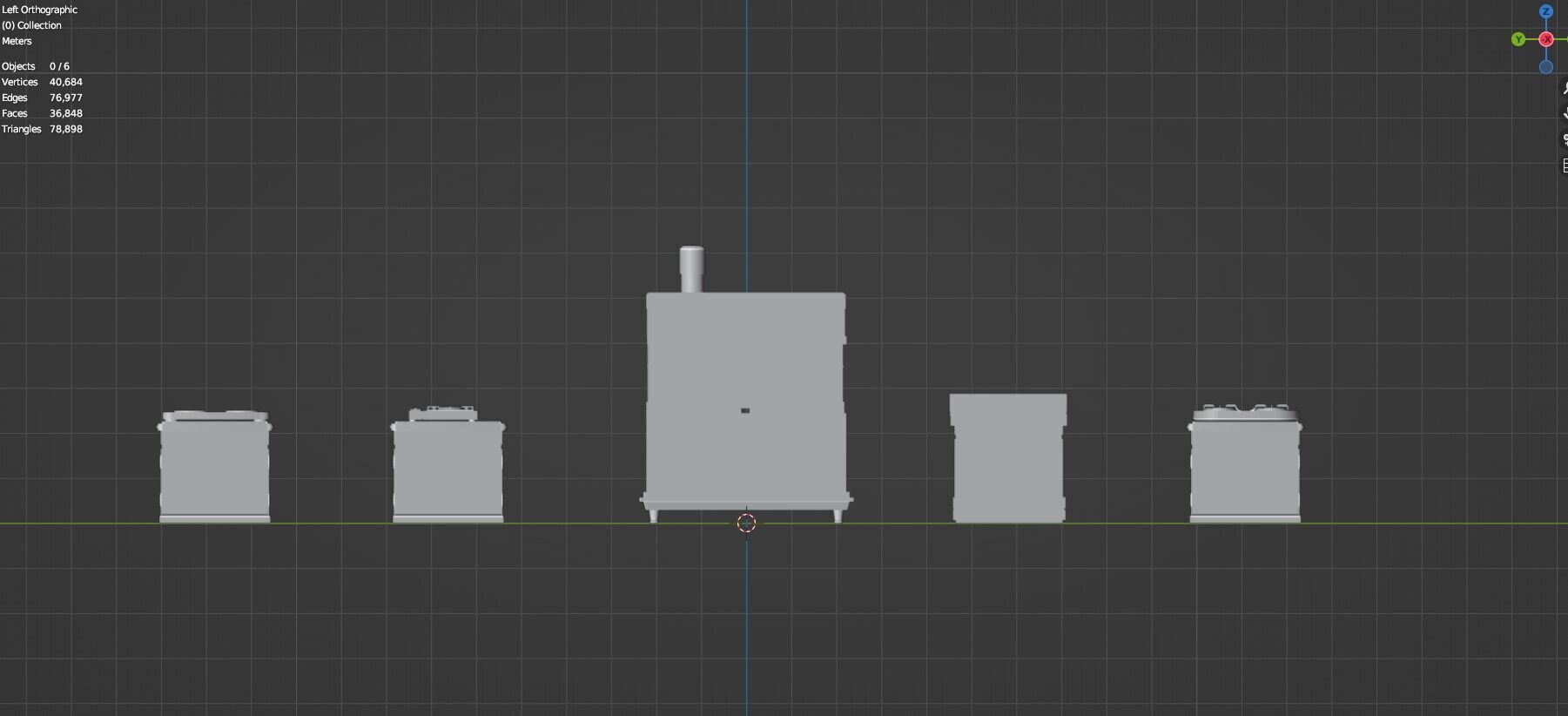 Low Poly 5 Gas Stoves Mini Pack 5 - Gameready - Untextured Low-poly 3D model_13