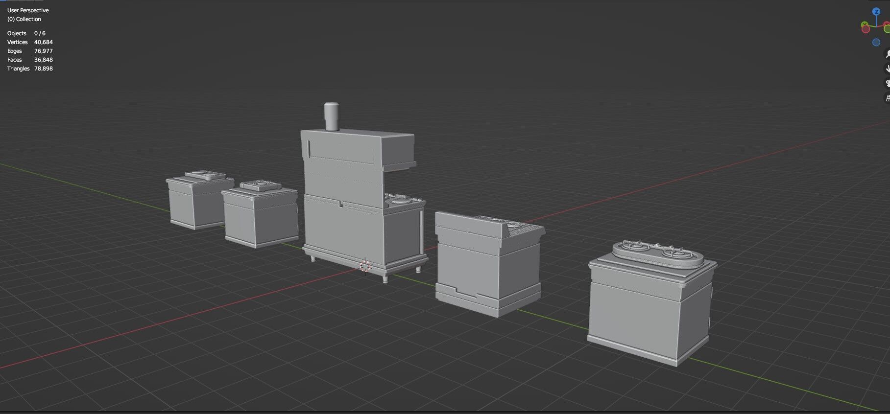 Low Poly 5 Gas Stoves Mini Pack 5 - Gameready - Untextured Low-poly 3D model_23