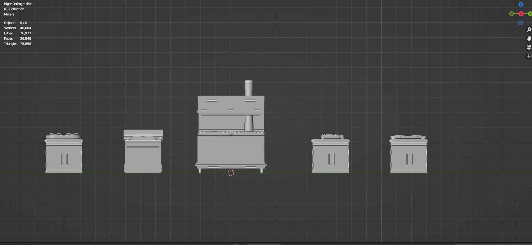 Low Poly 5 Gas Stoves Mini Pack 5 - Gameready - Untextured Low-poly 3D model_24