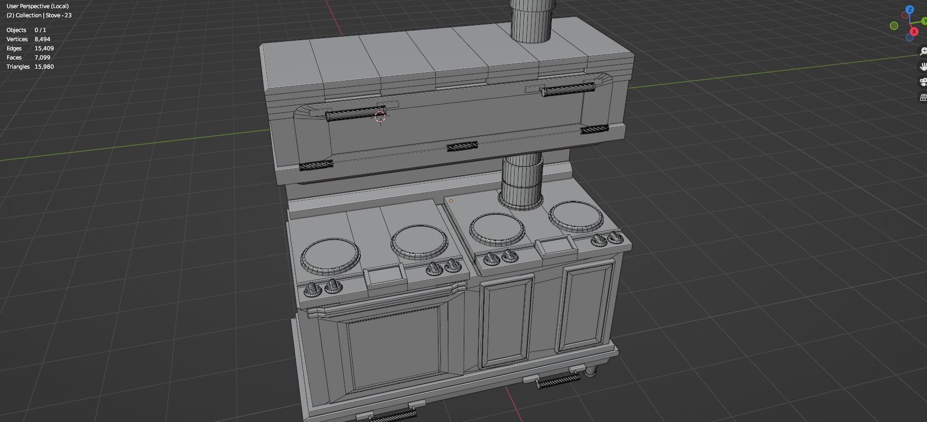 Low Poly 5 Gas Stoves Mini Pack 5 - Gameready - Untextured Low-poly 3D model_9