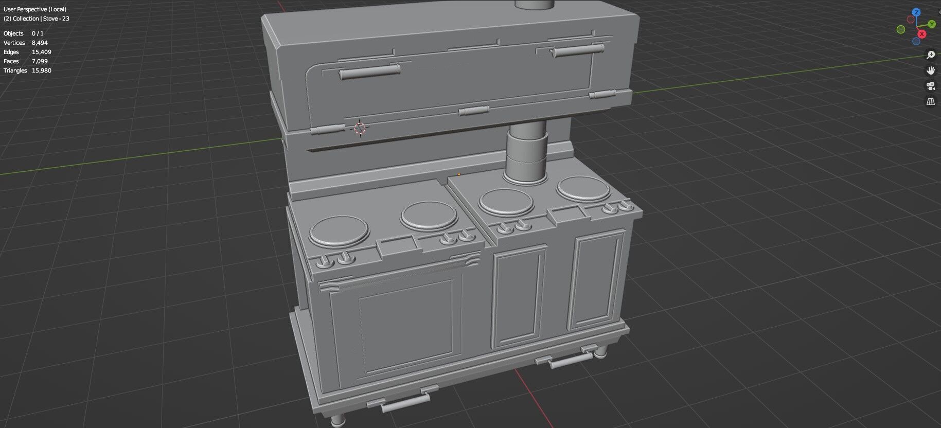 Low Poly 5 Gas Stoves Mini Pack 5 - Gameready - Untextured Low-poly 3D model_17
