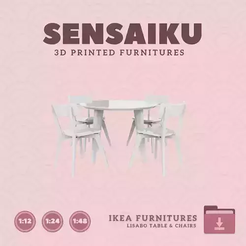 LISABO Table and Chair Combination for Dollhouse IKEA 3D Print