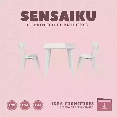 LISABO Table and Chair Combination 2 for Dollhouse IKEA 3D Print